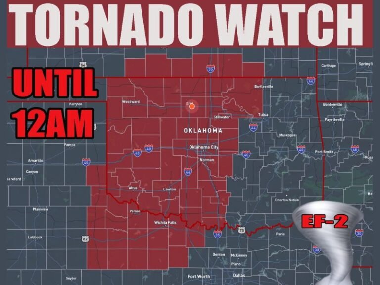 Oklahoma, Texas and Kansas Under Tornado Watch Until Midnight as Supercells Begin Developing and Severe Storm Threat Intensifies