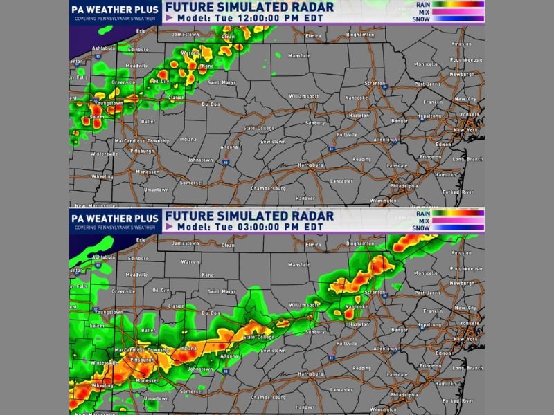 Pennsylvania Watching for Storm Clusters Tuesday Afternoon as Heat, Humidity and Wind Shear Could Trigger Strong Storms From Pittsburgh to Philadelphia and Scranton