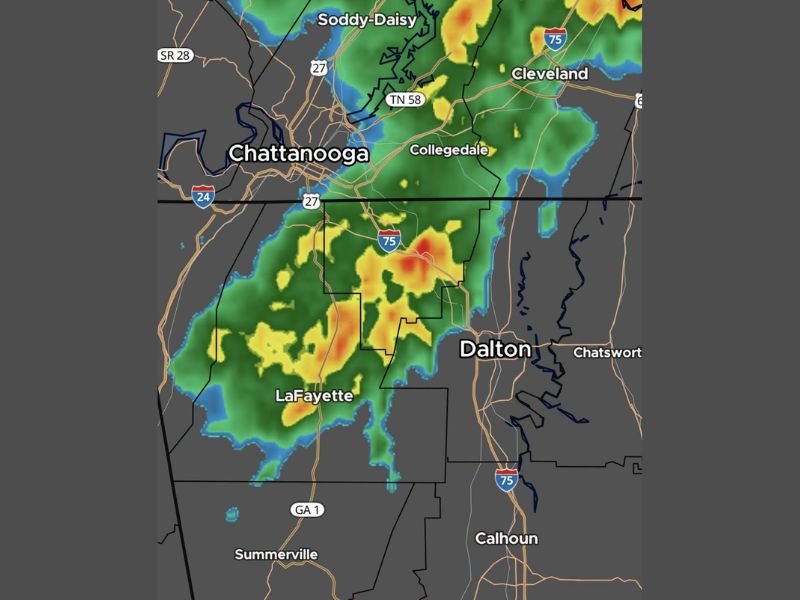 Rains Sweeping Across Northwest Georgia Saturday Night Targeting Chattanooga, Dalton, and LaFayette as Cooler Weather Arrives Sunday