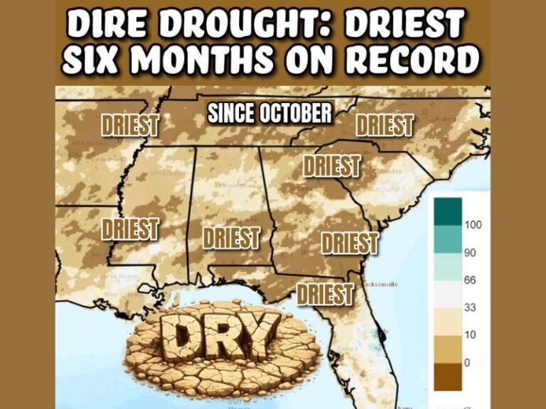 Record-Breaking Drought Grips the Entire Southeast, Florida and Surrounding States Endure Driest Six Months Since October With 83% Under Severe Conditions