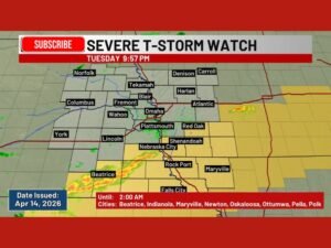 Severe Thunderstorm Watch Issued Across Nebraska and Iowa Tuesday Night With Dangerous Storms Threatening Omaha, Lincoln, and Surrounding Communities Until 2 AM