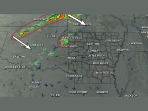 Severe Thunderstorms Tracking Toward Arkansas From Oklahoma and Kansas With Tornado Warnings Possible Across Western Regions Late Friday Night
