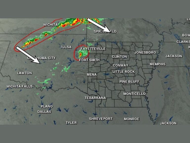 Severe Thunderstorms Tracking Toward Arkansas From Oklahoma and Kansas With Tornado Warnings Possible Across Western Regions Late Friday Night