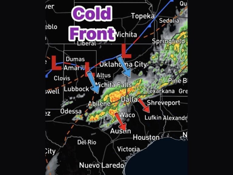 Showers and Thunderstorms Arriving Across North Texas and Dallas Metroplex by 4 AM Saturday as Overnight Cold Front Pushes Rain Into Central Texas by Noon