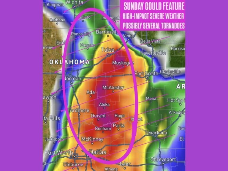 Sunday Shapes Up as Highest Impact Severe Weather Day for Oklahoma and North Texas With Multiple Tornadoes Possible Across OKC, Tulsa, Dallas and Surrounding Areas