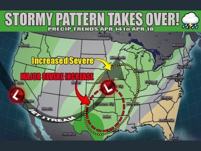 Texas, Oklahoma, Kansas, Missouri and Illinois Enter 10-Day Storm Pattern With Repeated Severe Weather Risk From April 14 Through April 18