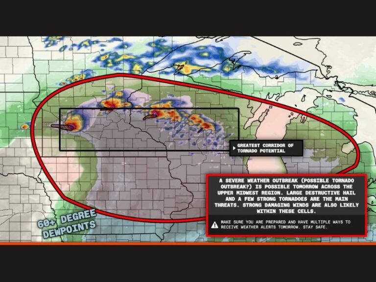 Tornado Outbreak Threat Erupts Across Southern Minnesota Into Wisconsin Monday Afternoon as Dangerous Supercells Fire After 4 PM With 60 Degree Dewpoints Fueling the Violence