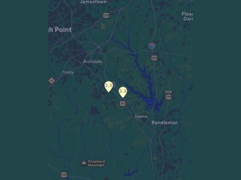 Two 2.3 Magnitude Earthquakes Shake Archdale and Sophia North Carolina as Residents Report Loud Boom and Light Tremors Monday Afternoon