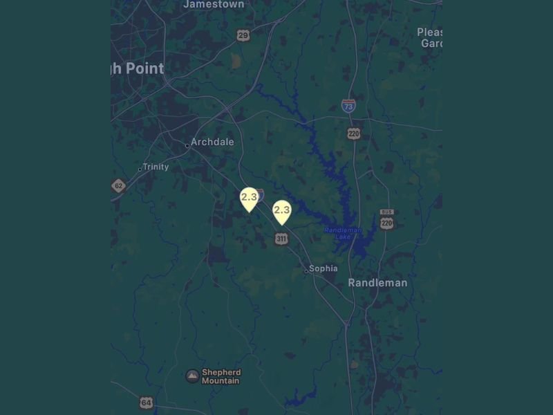 Two 2.3 Magnitude Earthquakes Shake Archdale and Sophia North Carolina as Residents Report Loud Boom and Light Tremors Monday Afternoon