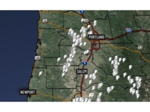 Washington and Oregon See 196 Lightning Strikes in 24 Hours as Late-Night Storm Activity Intensifies Around Portland and Chehalis