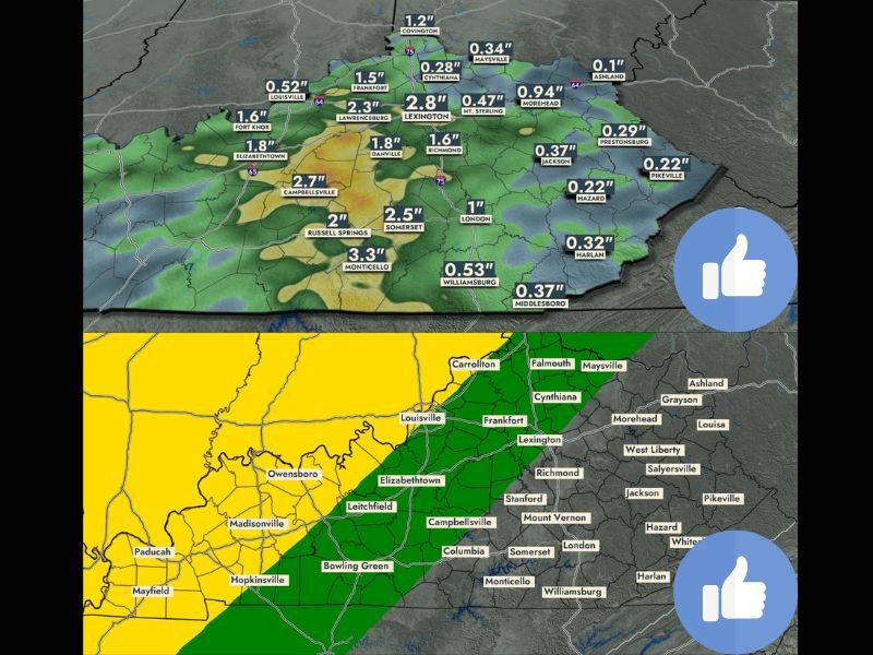 Active Storm Pattern Returns to Kentucky Through Wednesday Night With Up to 3.3 Inches of Rainfall Expected and Stronger Storms Possible Across Western Kentucky Tuesday