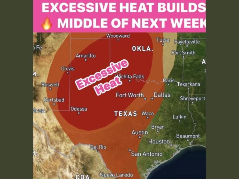 Climate Prediction Center Issues Moderate Excessive Heat Risk for West Texas by Mid Next Week With Triple Digit Heat Index Values Expected Across the Region