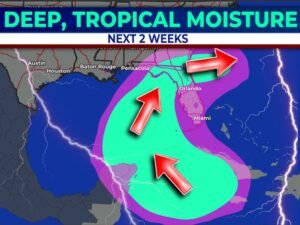 Deep Tropical Moisture Targets Florida Over the Next Two Weeks With Up to 6 Inches of Rainfall Possible by June 5 as the Atmosphere Turns Significantly More Tropical