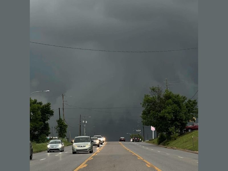 Dramatic and Visually Intimidating Storm Skies Move Over Northwest Arkansas Tonight With Low Severe Weather Risk Despite the Imposing and Darkened Atmospheric Appearance