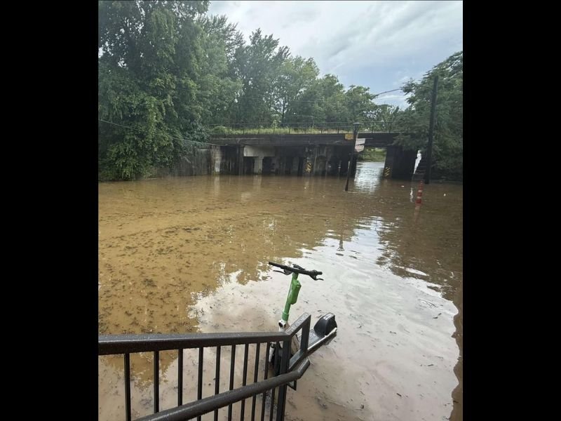Flash Flooding Swamps Little Rock Arkansas as Slowly Moving Thunderstorms Trap Multiple Vehicles in Rising Flood Waters Under Active Flash Flood Warning