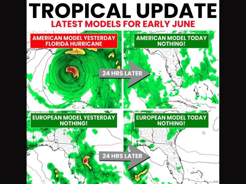 Florida Hurricane Hype Debunked as GFS Model Drops Storm Completely in 24 Hours While European Model Shows Nothing for Early June 2026