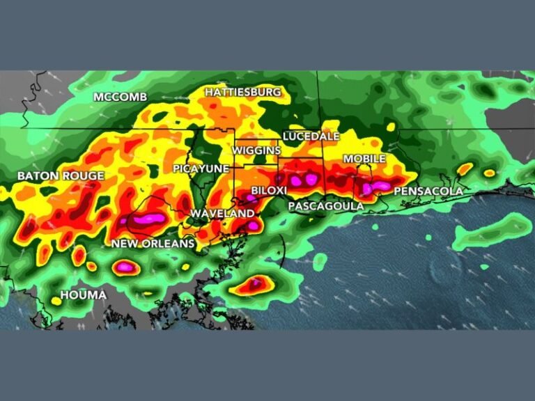 Heavy Rain and Flash Flood Threat Targets Gulf Coast From New Orleans to Pensacola on Friday May 8 as High-Resolution Models Trend Heavier With Extreme Storm Returns Over Biloxi and Waveland