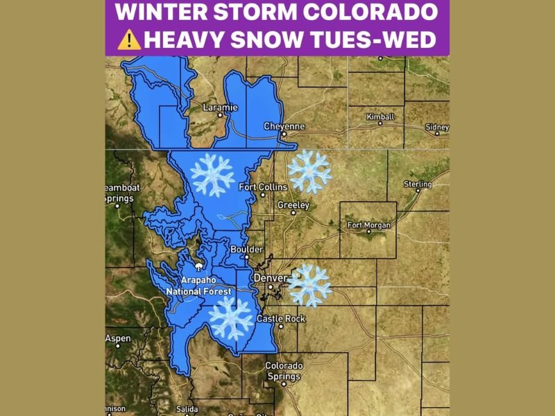 Heavy Snow of 6 to 14 Inches Strikes Colorado Rockies and Denver Front Range in Significant Late Season Winter Storm Tuesday Through Wednesday