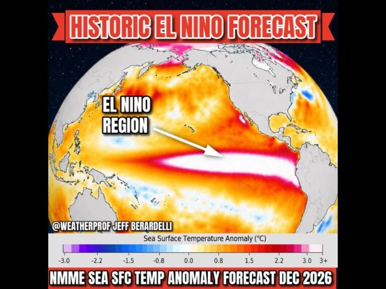 Historic Super El Nino Forecast to Shatter All Records by December 2026 With Ocean Temps 5 to 7 Degrees Above Normal Threatening Hotter US Summer Extreme Heatwaves and Stormy Gulf Coast Winter