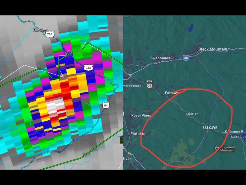 Life Threatening Flash Flooding Kills Roads and Triggers Water Rescues Across Northeastern Henderson County North Carolina After 5 to 6 Inches of Rain Falls in Just Three Hours