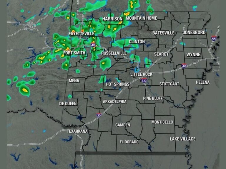 Low-End Rain Chances Return to Western and Northwest Arkansas Friday Evening With Scattered Activity Tracked Across Fayetteville and Fort Smith Corridors
