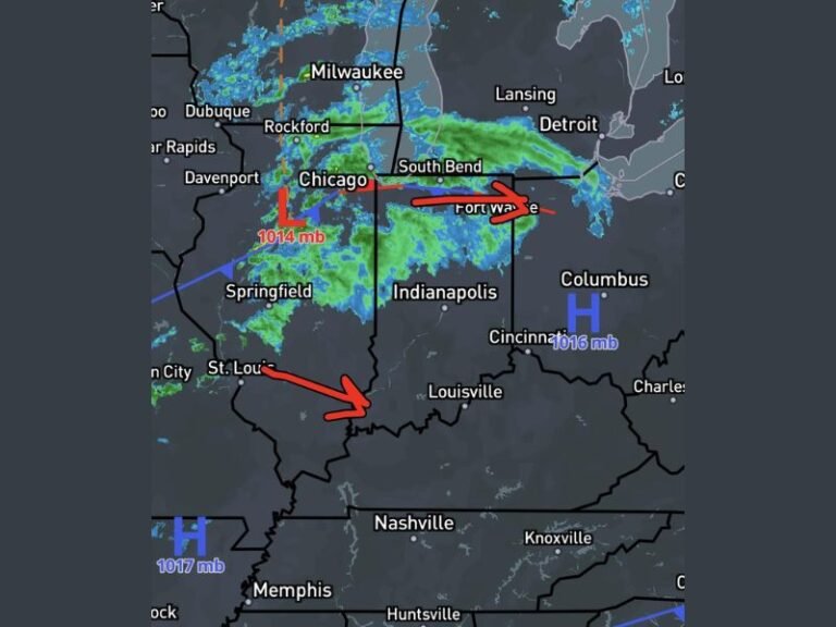 Low Pressure System Brings Rain and Wet Snow Mix Into Illinois, Indiana, and Michigan With Chilly Mornings and Frost Expected to Open May Across Chicago, Indianapolis, and Fort Wayne