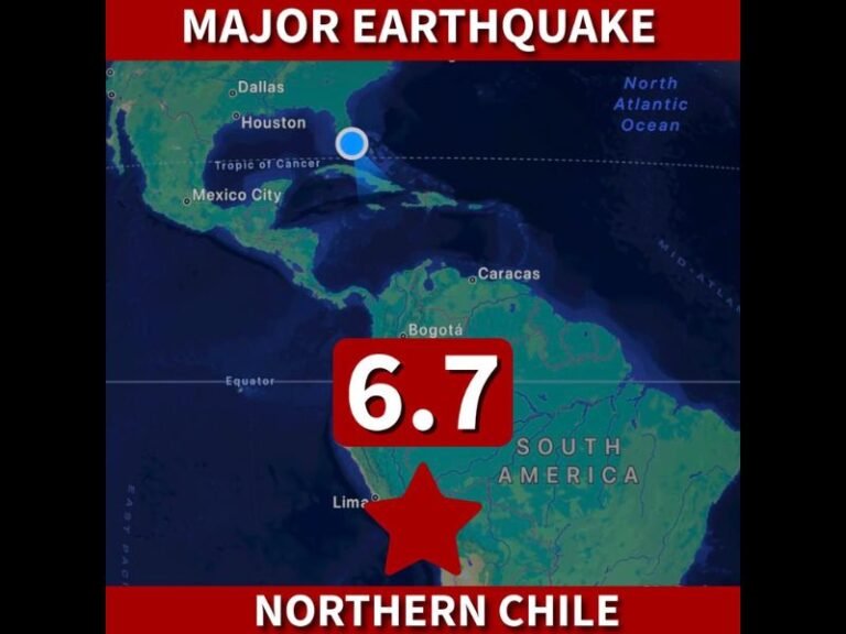 Major Magnitude 6.7 Earthquake Strikes Northern Chile in a Significant Seismic Event Along One of the World’s Most Seismically Active Regions on the South American Pacific Coast