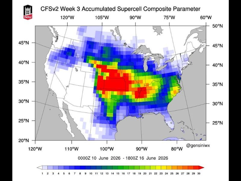 Major Supercell and Tornado Outbreak Pattern Signals Junesanity 2.0 Across Central and Southern United States During June 10 to 16 Window