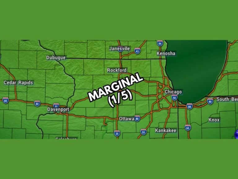 Marginal Severe Weather Risk With Gusty Winds Hail and Torrential Downpours Possible Across Chicago, Rockford, and Northern Illinois Monday Afternoon Through 10 PM