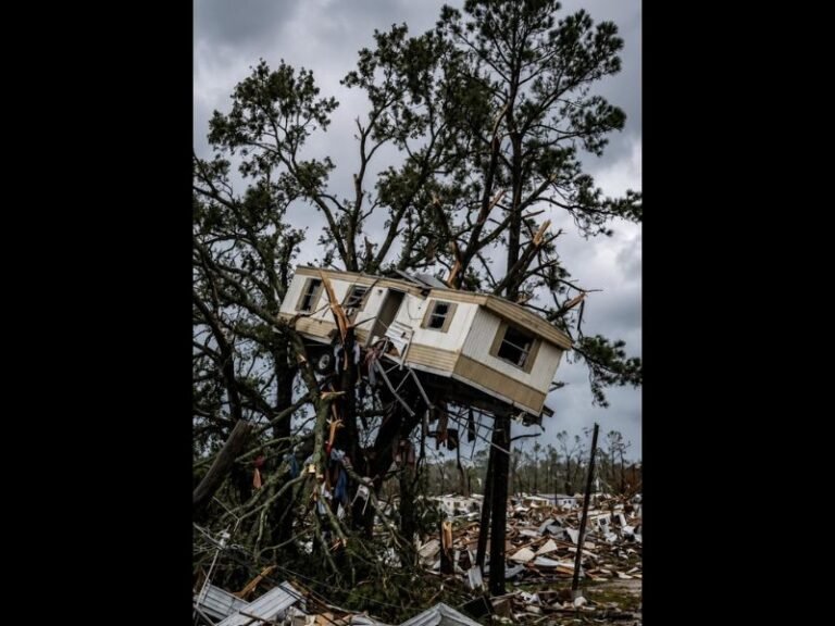 Mobile Home Lifted Into Tree Branches as Powerful Wedge Tornado With 150 MPH Winds Tears Through Brookhaven Lincoln County Mississippi Leaving Unbelievable Destruction Scenes Across Central Mississippi