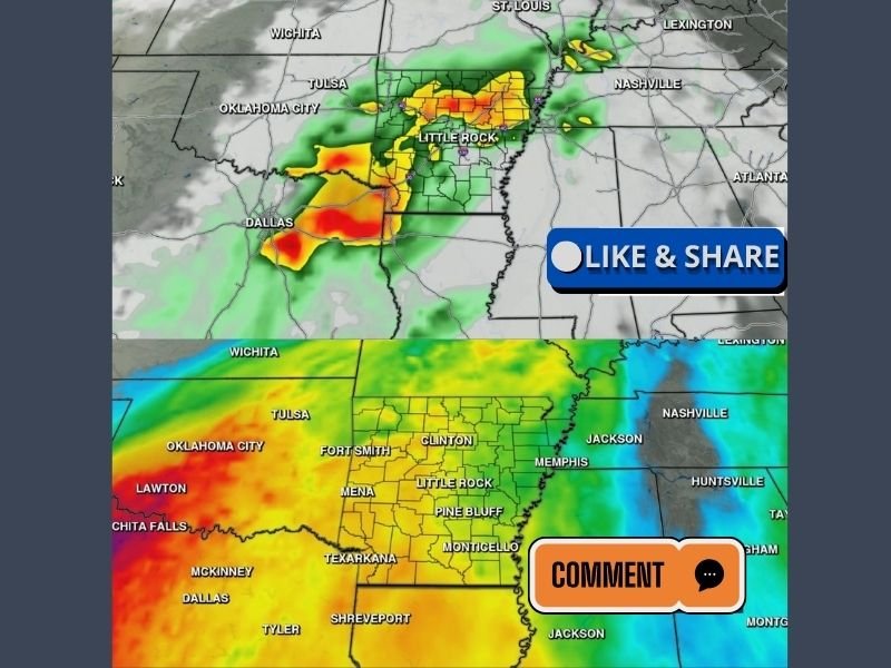 Multiple Rounds of Heavy Rain and Possible Organized Severe Weather to Target Arkansas Sunday Night Through Wednesday as Dewpoints Soar to 70 Degrees and Instability Builds Monday May 18