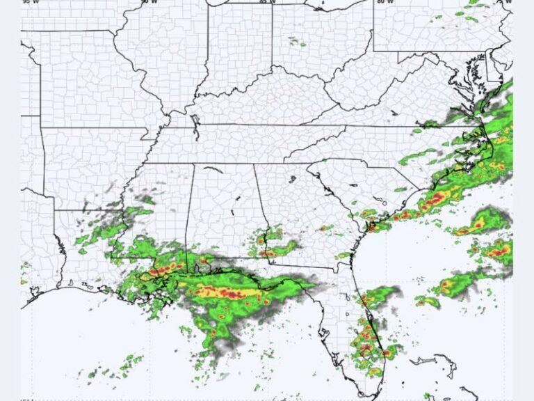 Multiple Rounds of Heavy Rain and Storms Return to the Gulf Coast Tomorrow Afternoon Into Evening as Second Wave of Wet Weather Targets Louisiana Mississippi and Alabama Corridor