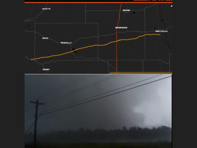 NWS Jackson Confirms Long-Track EF-3 Tornado Carved 70-Plus Mile Path From Meadville to Monticello Mississippi on May 6 After Reinvigorating Following a Mid-Track Failed Cycle