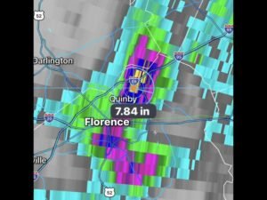 Nearly 8 Inches of Rain Inundates Florence and Quinby South Carolina in a Single Day as Slow Moving Storms Dump One of the Heaviest Rainfall Totals Seen in the Region So Far