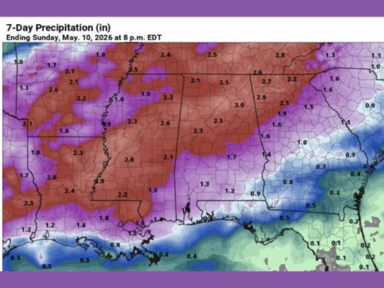 Over 1 to 2 Plus Inches of Drought Busting Rainfall Targets Georgia and Surrounding Southeast States Through Sunday May 10 With Storms Impacting Georgia Late Wednesday or Thursday
