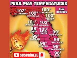 Record May Temperatures Topping 103 Degrees Scorch Florida From Tallahassee to Miami as Dry Air and Direct Sunlight Drive Peak Heat Across the Entire State This Weekend