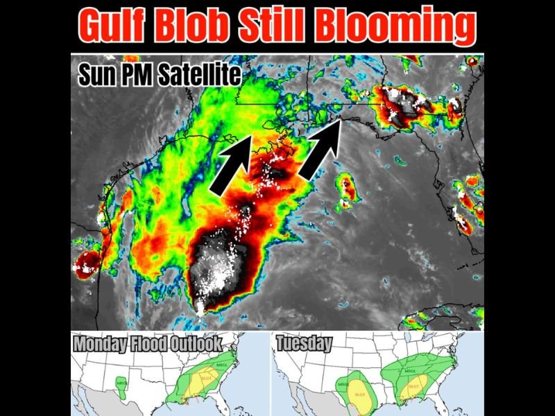 Relentless Gulf Blob Continues Pumping Heavy Rain Toward the Upper Gulf Coast Through Tuesday With Flood Outlook Expanding and Deep Tropical Moisture Targeting Florida by the Weekend
