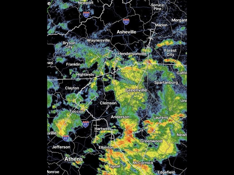 Severe Threat Drops Across Upstate South Carolina and Western North Carolina as Steady Rain Replaces Storm Activity From Greenville Through Greenwood and McCormick