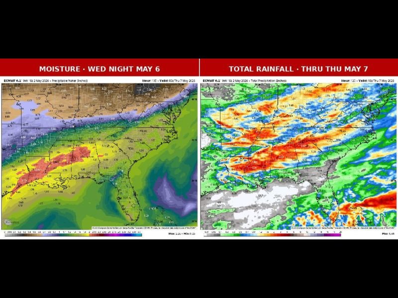 Significant Storm Threat With Likely Storms and Decent Rainfall Returns by Wednesday May 6 After Several Dry and Comfortable Days Across the Region