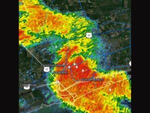 Strong Thunderstorm Strikes Southwestern Brunswick County North Carolina With 55 MPH Wind Gusts and Heavy Rainfall Hitting Sunset Beach Calabash and Carolina Shores