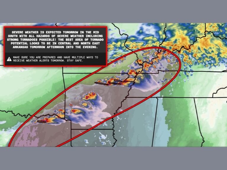 Strong Tornadoes and Gorilla Hail Producing Supercells Target Arkansas, Kentucky, and Northeast Texas With Best Tornado Potential Across Central and Northeast Arkansas Tuesday Afternoon Into Evening