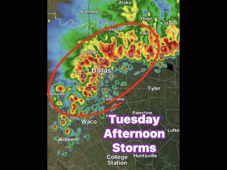 Strong Tuesday Afternoon Storms Bring Hail Damaging Winds and Heavy Downpours to Dallas and North Texas as Cold Front Arrives With Intense Radar Returns Across the Metroplex