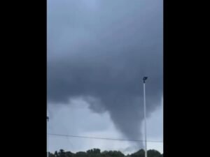 Tornado Attempting to Touch Down Near Hugo Oklahoma With Dangerous Storm Now Moving Toward Antlers Prompting Immediate Shelter Warning at 7:45 PM