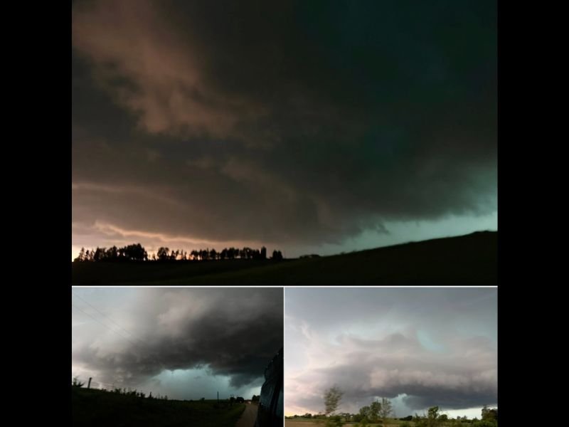 Tornado Warned Supercell Turns Green With Large Hail Near Gravity Iowa as Major Tornado Outbreak Threat Looms Across Nebraska Iowa and South Dakota Tomorrow