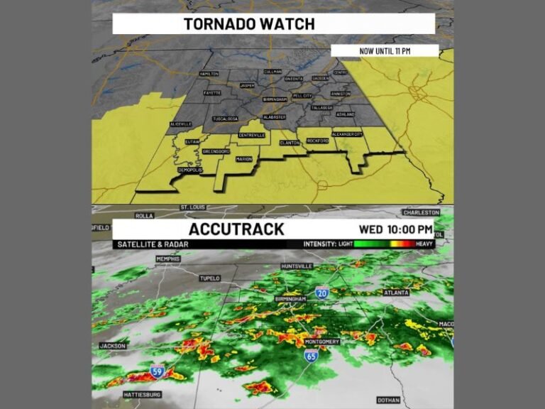 Tornado Watch Cancelled for Most of Central Alabama as Flooding Becomes Primary Overnight Threat With Southern Counties Still Under Watch Until 11 PM