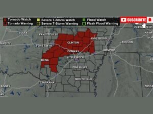 Tornado Watch Issued for 22 Arkansas Counties Until Midnight Tuesday With Clinton, Conway, Little Rock and Surrounding Areas Under Active Severe Alert