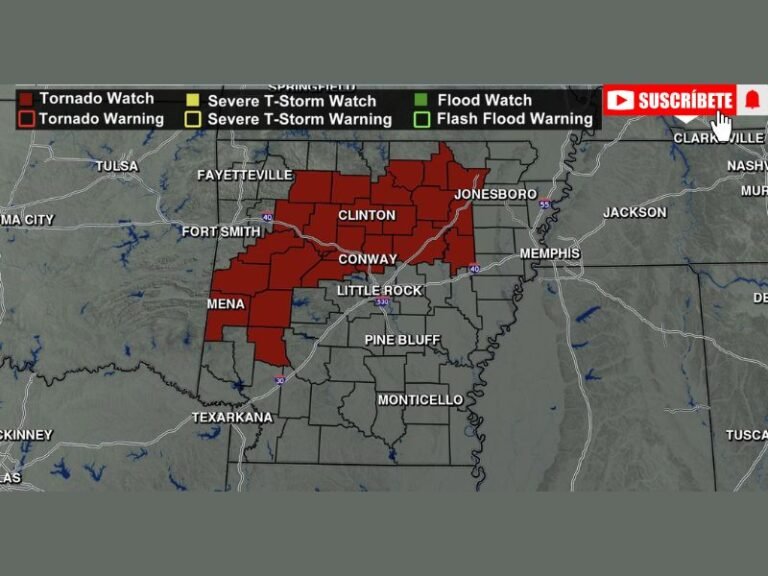 Tornado Watch Issued for 22 Arkansas Counties Until Midnight Tuesday With Clinton, Conway, Little Rock and Surrounding Areas Under Active Severe Alert