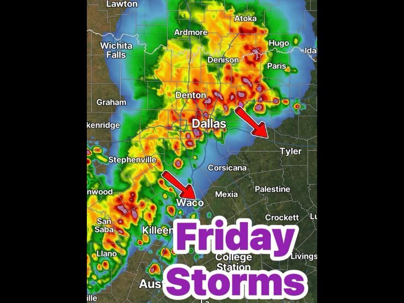 70 MPH Severe Storm Warning Strikes Graham Texas as Damaging Winds Hail and Heavy Rain Spread Across North Texas Friday