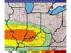 Damaging Winds Large Hail and Tornadoes All Possible Sunday Evening From St Louis to Louisville as Severe Storm Risk Shifts Southward