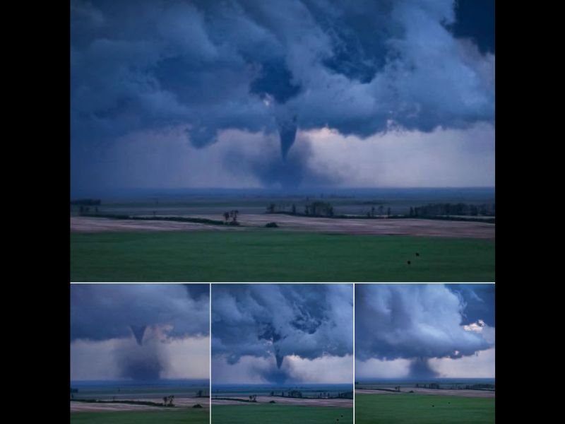 Dramatic Tornado Photographed Near North Portal Saskatchewan Viewed From North Dakota as the Same Storm System Produced a Brief Tornado Earlier Near Wildrose